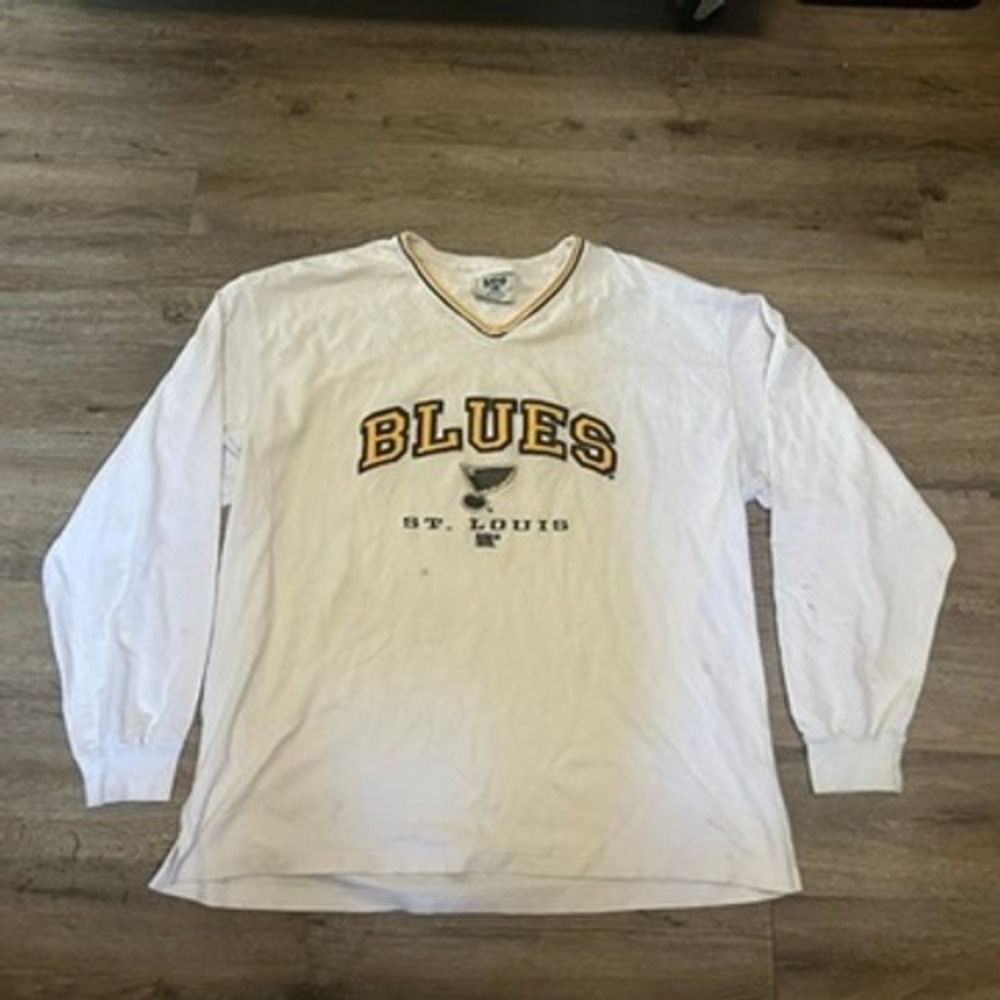 Lee Sport St. Louis Blues NHL Long Sleeve Shirt White Mens XL V-Neck Hockey